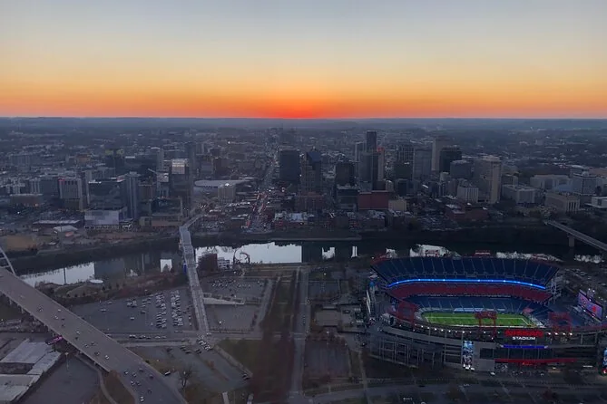 The Nashville skyline at sunset with the Batman Building at centre